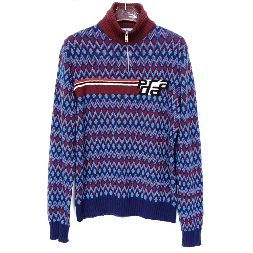 Prada Intarsia Logo Knit Virgin Wool/Cashmere Sweater